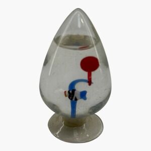 Vintage 1970s Glass Water Hooker Dexterity Game Taiwan | Bullet Shape Fish Toy